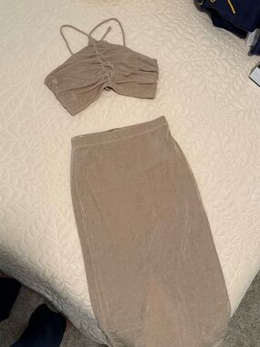 Taupe Knit Midi Skirt - Women